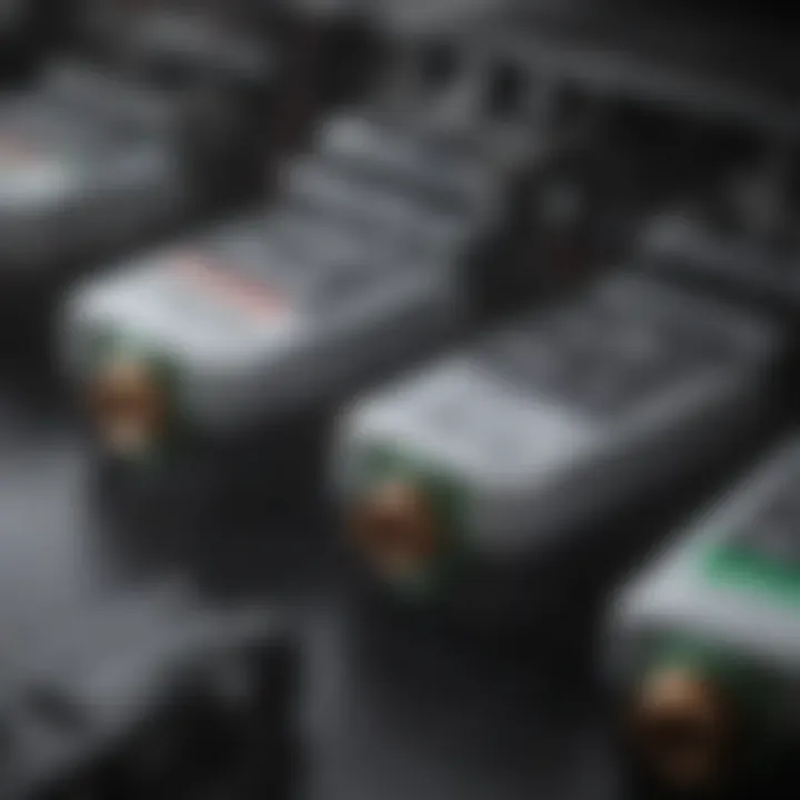 Close-up of Deka battery terminals