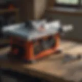 Delta table saw overview with labeled components
