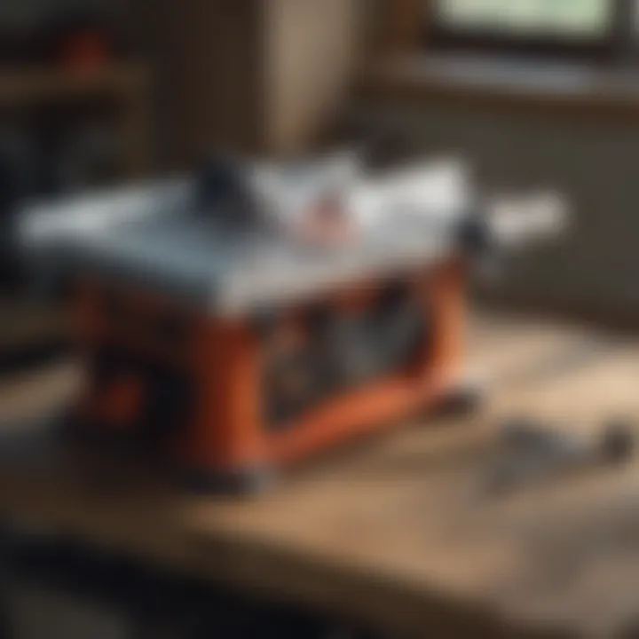 Delta table saw overview with labeled components