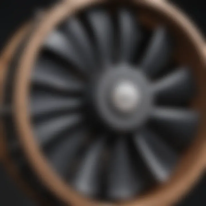 Close-up of sealed motor drum fan components, highlighting design efficiency