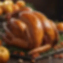 A perfectly roasted turkey showcasing golden-brown skin and juicy interior.