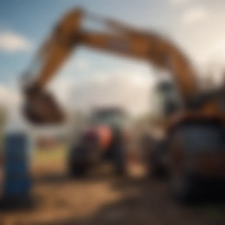 Safety protocols in action during agricultural equipment dismantling.