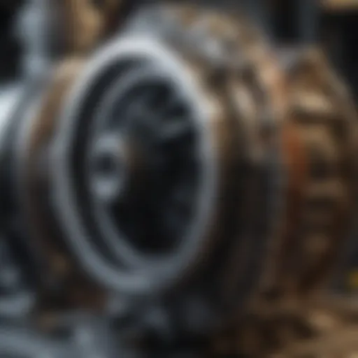 Close-up of an engine being rebuilt