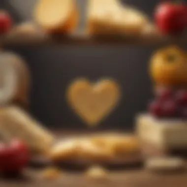 Balancing Cheese with Heart-Healthy Foods Illustration of heart-healthy foods alongside cheese, emphasizing balance in diet.