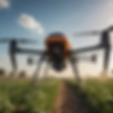 Close-up of a drone equipped with spray nozzles