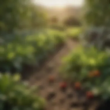 A close-up of diverse crops thriving in an eco-friendly farm.