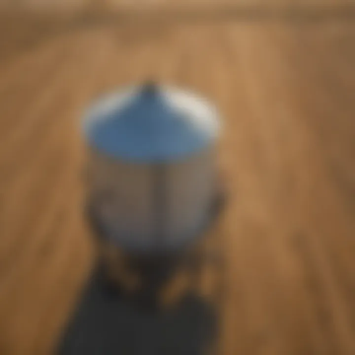 Aerial view of Eby hopper bottoms in a grain storage facility.