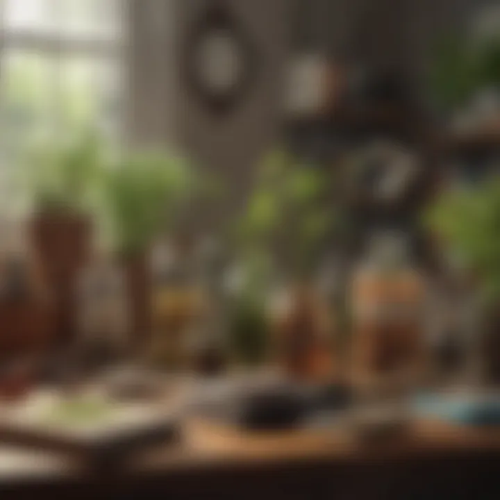 A collection of eco-friendly office supplies promoting sustainability in the workplace.