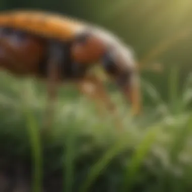 Close-up of grass teeming with tiny insect pests