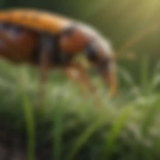 Close-up of grass teeming with tiny insect pests
