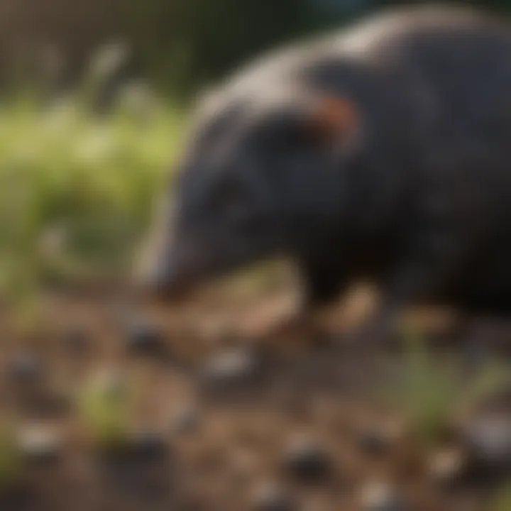 Illustration depicting the biology of moles, including their habitat preferences and feeding behavior.