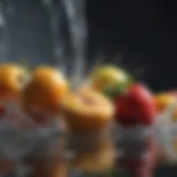 Fresh fruits being washed under running water