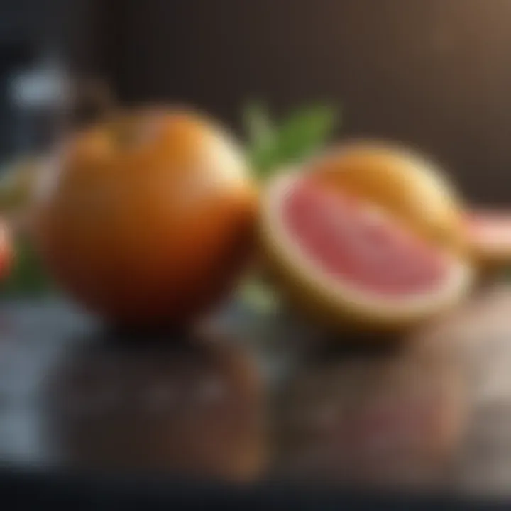 Natural cleaning solutions displayed alongside fruits