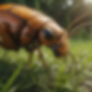 Close-up of grass with visible insect pests