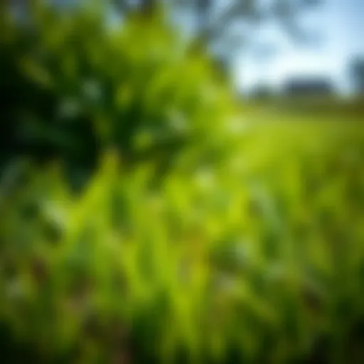 Lush green lawn affected by crabgrass