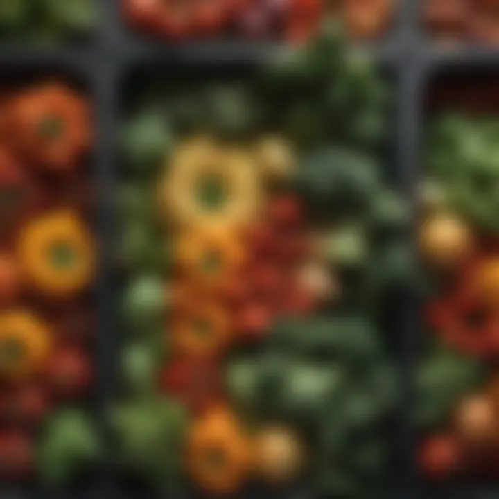 Close-up of fresh vegetables in a well-constructed packing container.