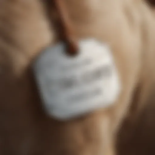 Close-up of an engravable cattle tag on a cow