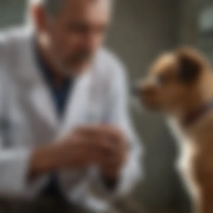 Veterinarian examining a dog