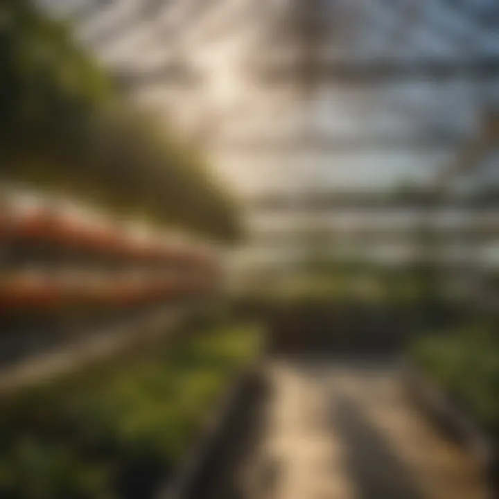 Diagram highlighting the environmental benefits of a four-tier greenhouse system