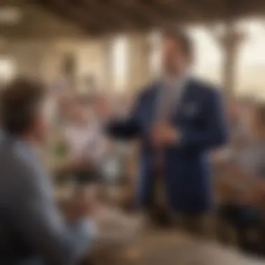 Dynamic Auctioneer Interaction Auctioneer engaging with participants at an event