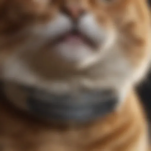 A close-up of a Seresto collar on a cat's neck