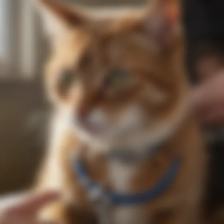 A veterinarian examining a cat wearing a Seresto collar