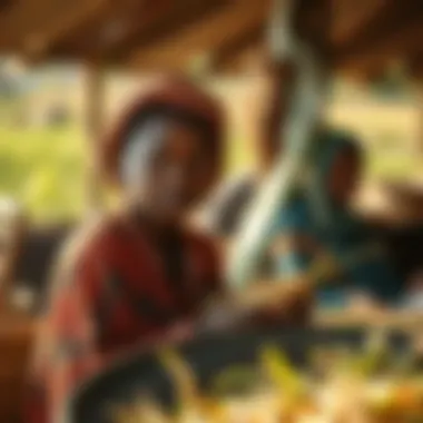 Depiction of local communities facing food scarcity challenges