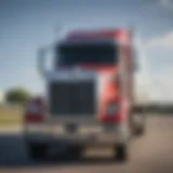 A well-maintained used semi truck parked in a dealership lot