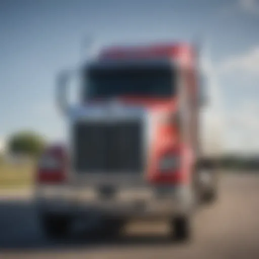 A well-maintained used semi truck parked in a dealership lot