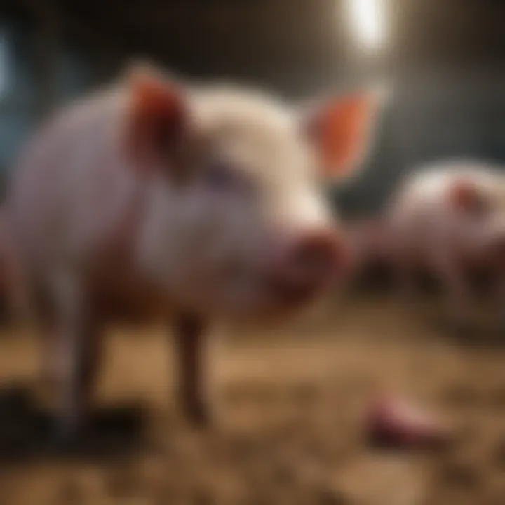 Healthy pigs in a farm environment