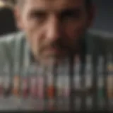 Veterinary professional examining different types of animal syringes