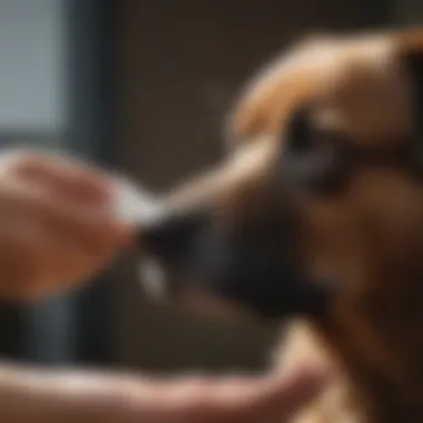 Close-up of a dog receiving a vaccine