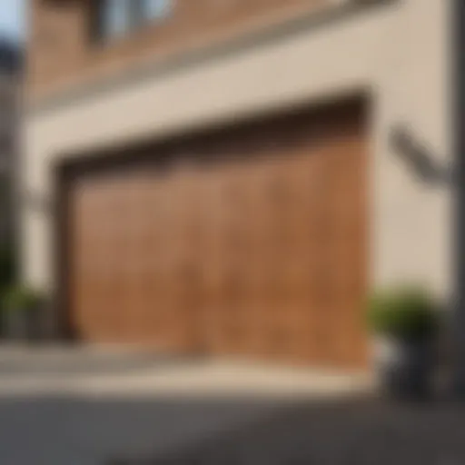 Exterior view of a stylish canvas roll-up garage door in a modern home