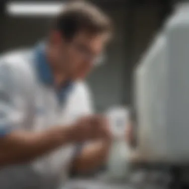Importance of Quality Control in Dairy Jobs Close-up of a dairy worker checking milk quality with precision equipment