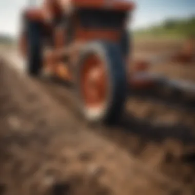 Close-up of soil being cultivated by a plow