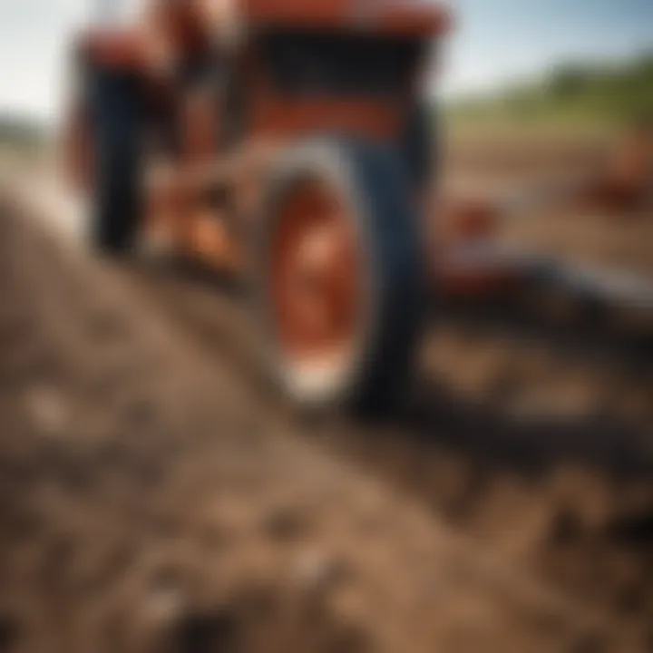 Close-up of soil being cultivated by a plow