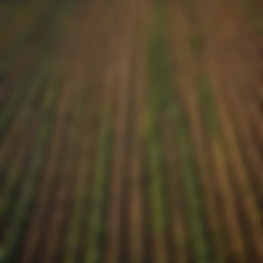 Aerial view of diverse agricultural fields showcasing various crops