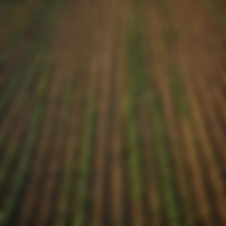 Aerial view of diverse agricultural fields showcasing various crops