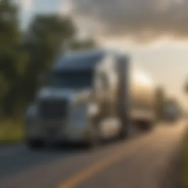 Freightliner trucks on a Mississippi highway