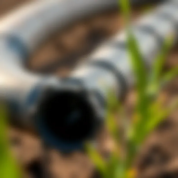 Close-up of half inch poly tubing connections