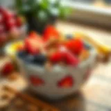 A colorful bowl of overnight oats topped with fresh fruits and nuts
