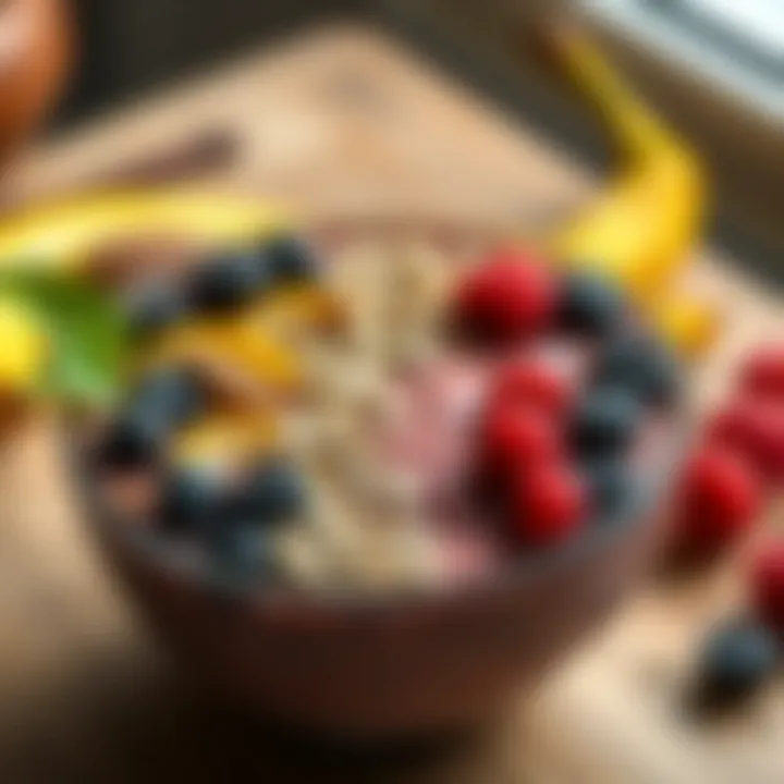 A vibrant smoothie bowl garnished with seeds and berries