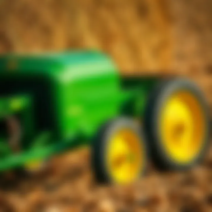 John Deere Wheel Rake in Action A John Deere wheel rake in action during haymaking season.
