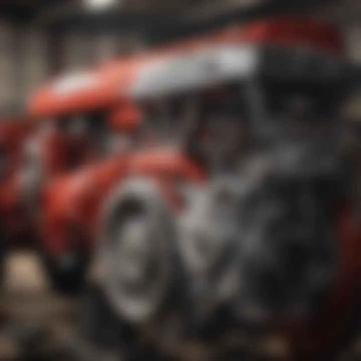 Detailed view of a Massey Ferguson engine being refurbished