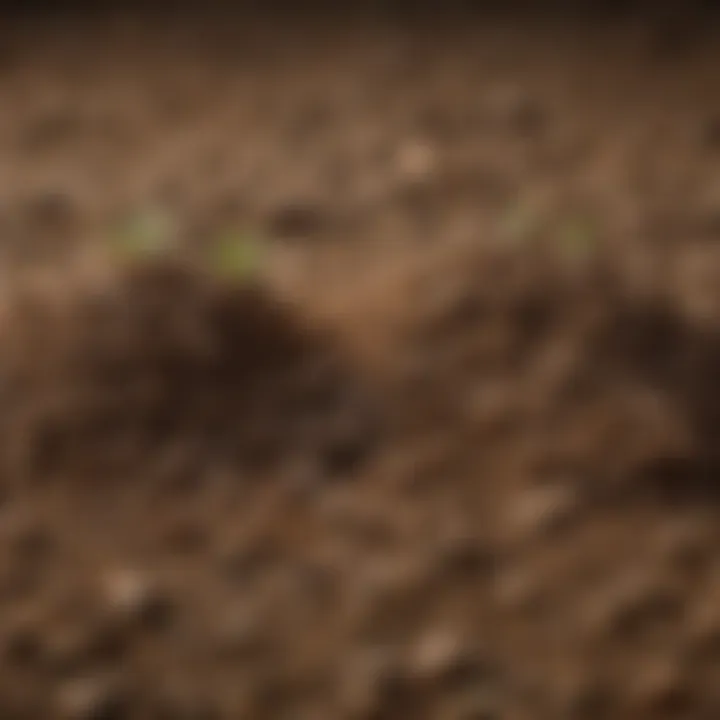 Close-up of nutrient-rich soil with Open Sesame fertilizer granules