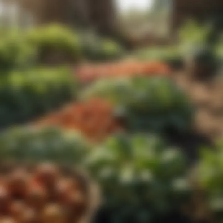 Close-up of diverse vegetables thriving in a mini farm setting