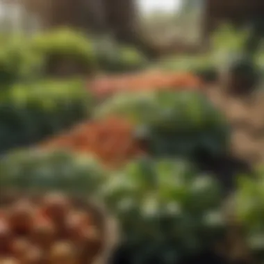 Thriving Vegetables on a Mini Farm Close-up of diverse vegetables thriving in a mini farm setting