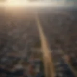 Aerial view of a city with GIS data overlay