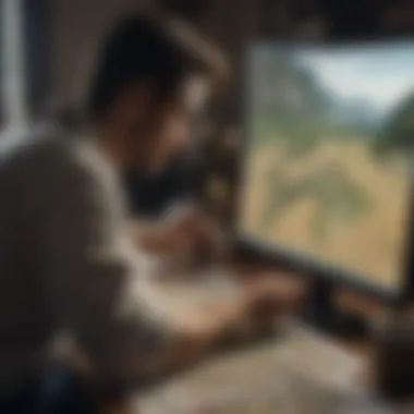 GIS Map Analysis Person analyzing GIS maps on a computer