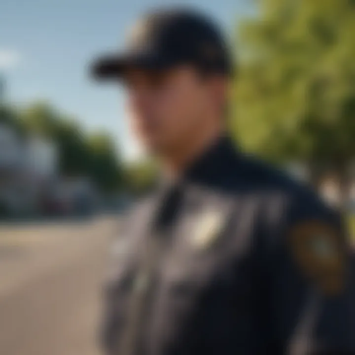 Modern security officer surveying an area